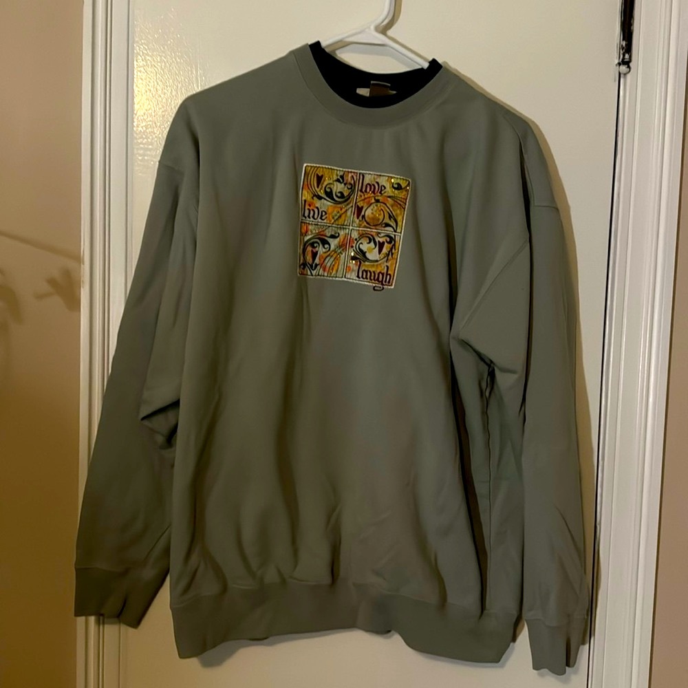 Vintage Cottagecore Live Laugh Love Grandma Sweatshirt Size XL